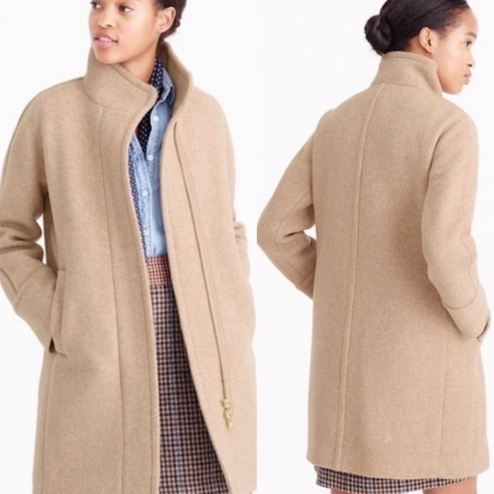 J. Crew Wool Stadium Cloth by Nello Gori Cocoon Coat Tan B2770 Minimalist Size 2 - Picture 2 of 8